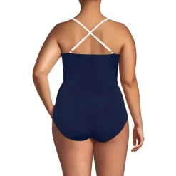 Women's New SlenderSuit Pleated Low Leg One Piece Swimsuit