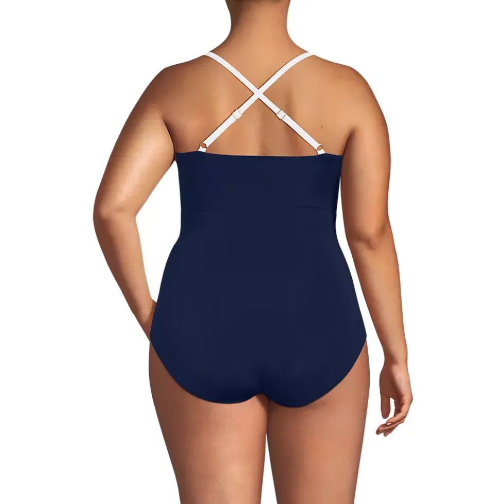 Women's New SlenderSuit Pleated Low Leg One Piece Swimsuit