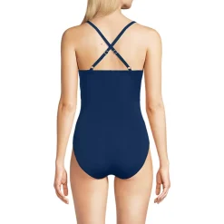 Women's New SlenderSuit Pleated Low Leg One Piece Swimsuit