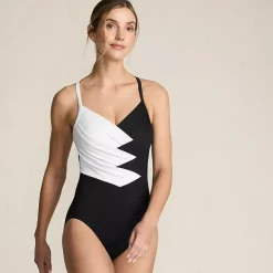 Women's New SlenderSuit Pleated Low Leg One Piece Swimsuit