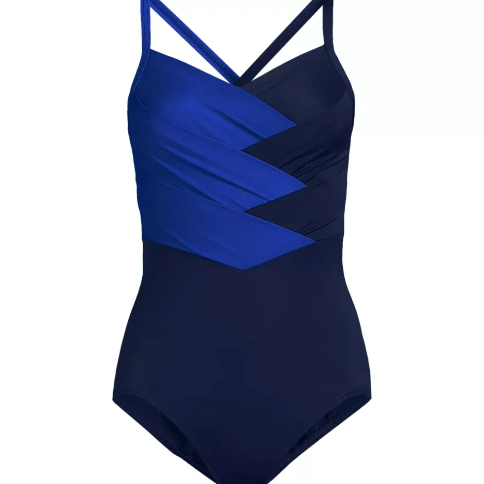 Women's New SlenderSuit Pleated Low Leg One Piece Swimsuit