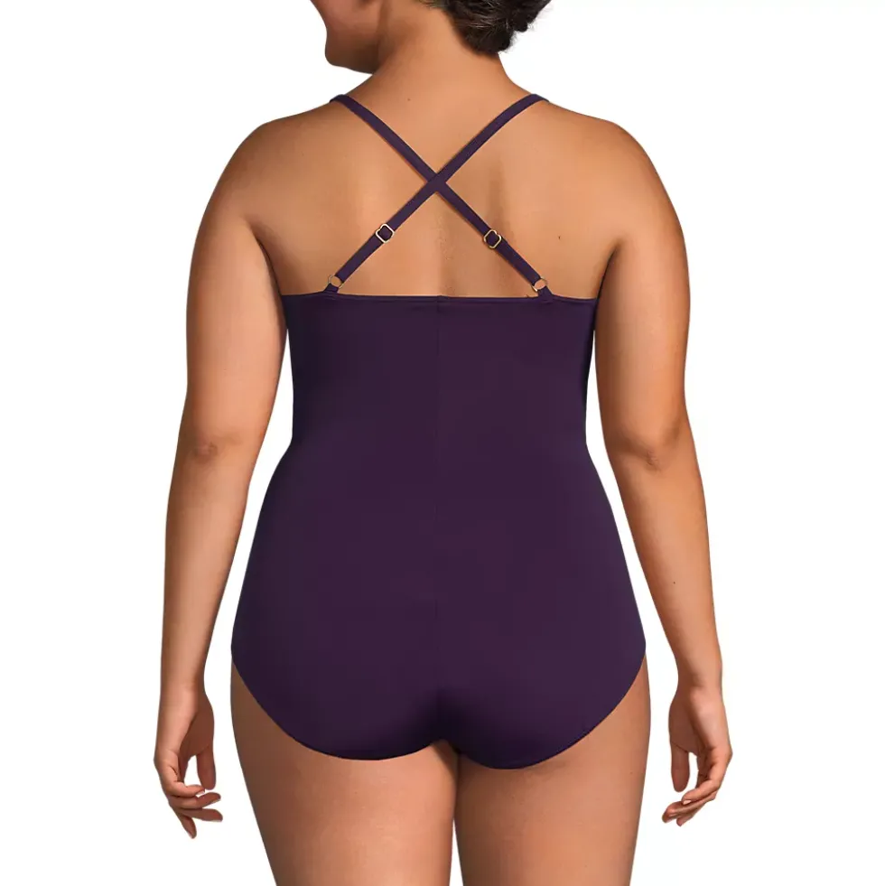 Women's New SlenderSuit Pleated Low Leg One Piece Swimsuit
