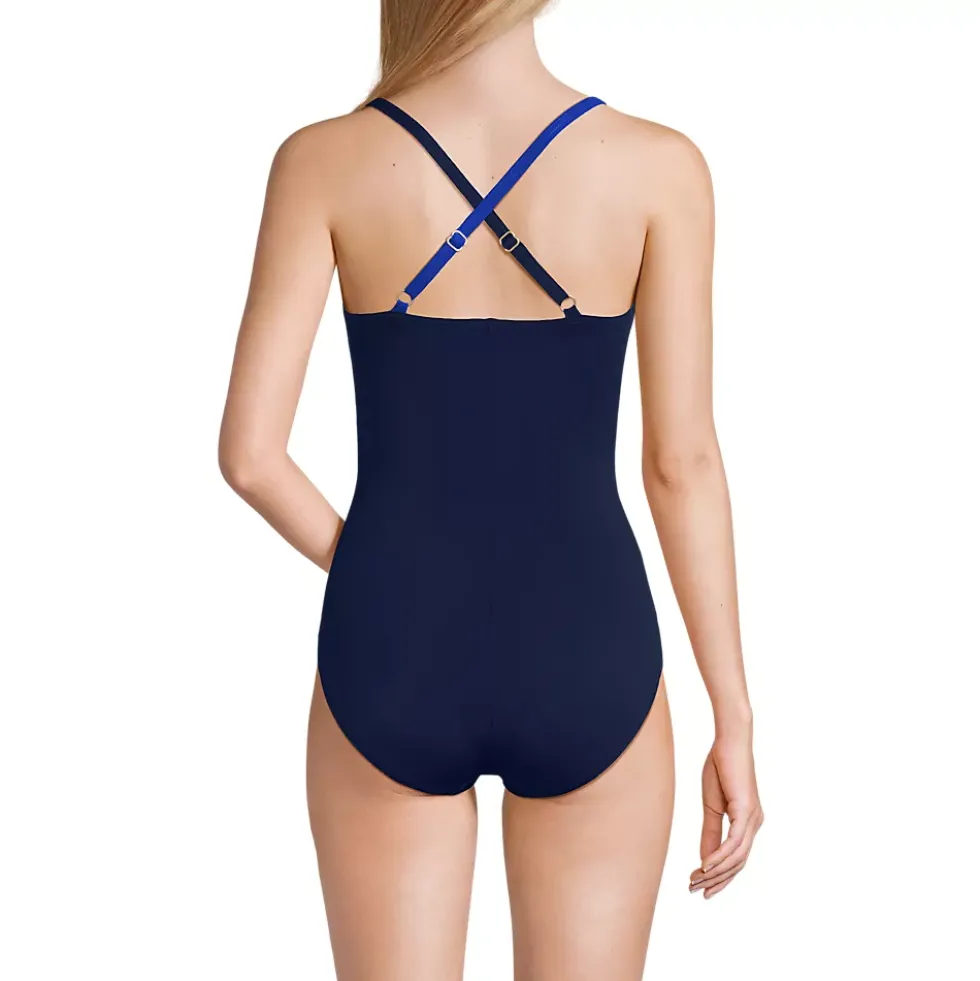 Women's New SlenderSuit Pleated Low Leg One Piece Swimsuit