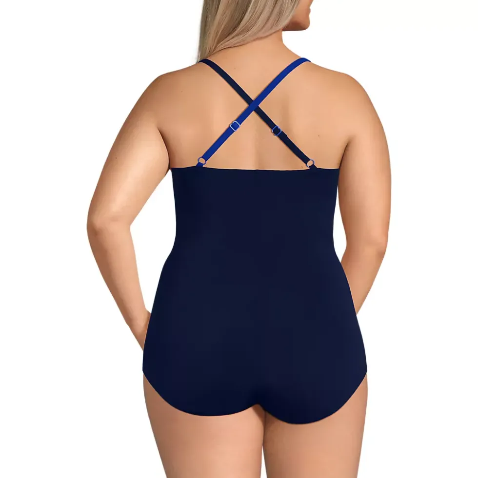 Women's New SlenderSuit Pleated Low Leg One Piece Swimsuit
