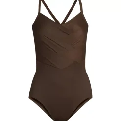 Women's New SlenderSuit Pleated Low Leg One Piece Swimsuit