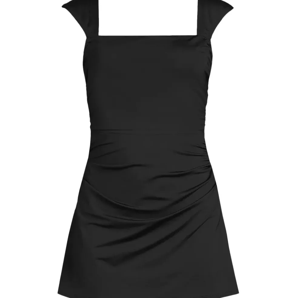 Women's NEW Smoothing Square Neck Ruched Swim Dress Swimsuit