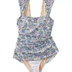 Women's NEW Smoothing Square Neck Ruched Swim Dress Swimsuit
