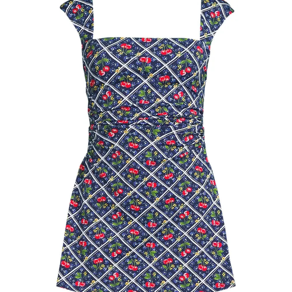 Women's NEW Smoothing Square Neck Ruched Swim Dress Swimsuit