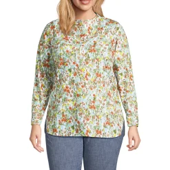 Women's No Iron Banded Collar Popover Shirt