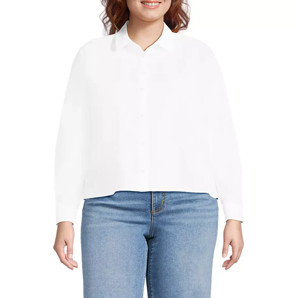 Women's No Iron Boxy Cropped Shirt