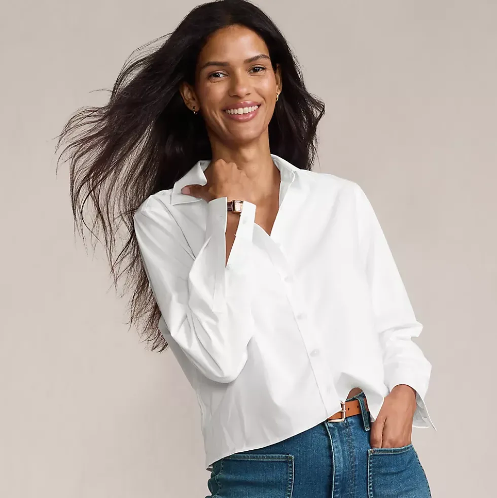 Women's No Iron Boxy Cropped Shirt