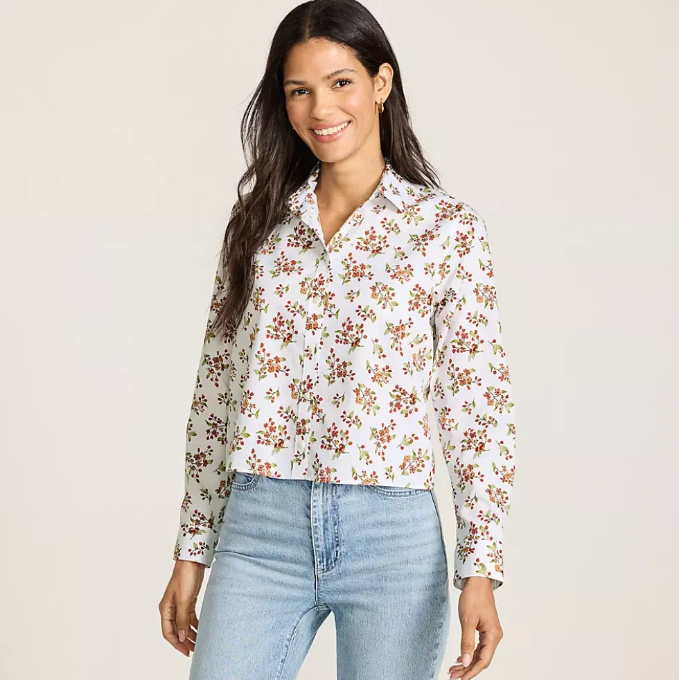 Women's No Iron Boxy Cropped Shirt