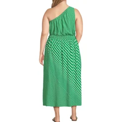 Women's One Shoulder Crepe Midi Dress