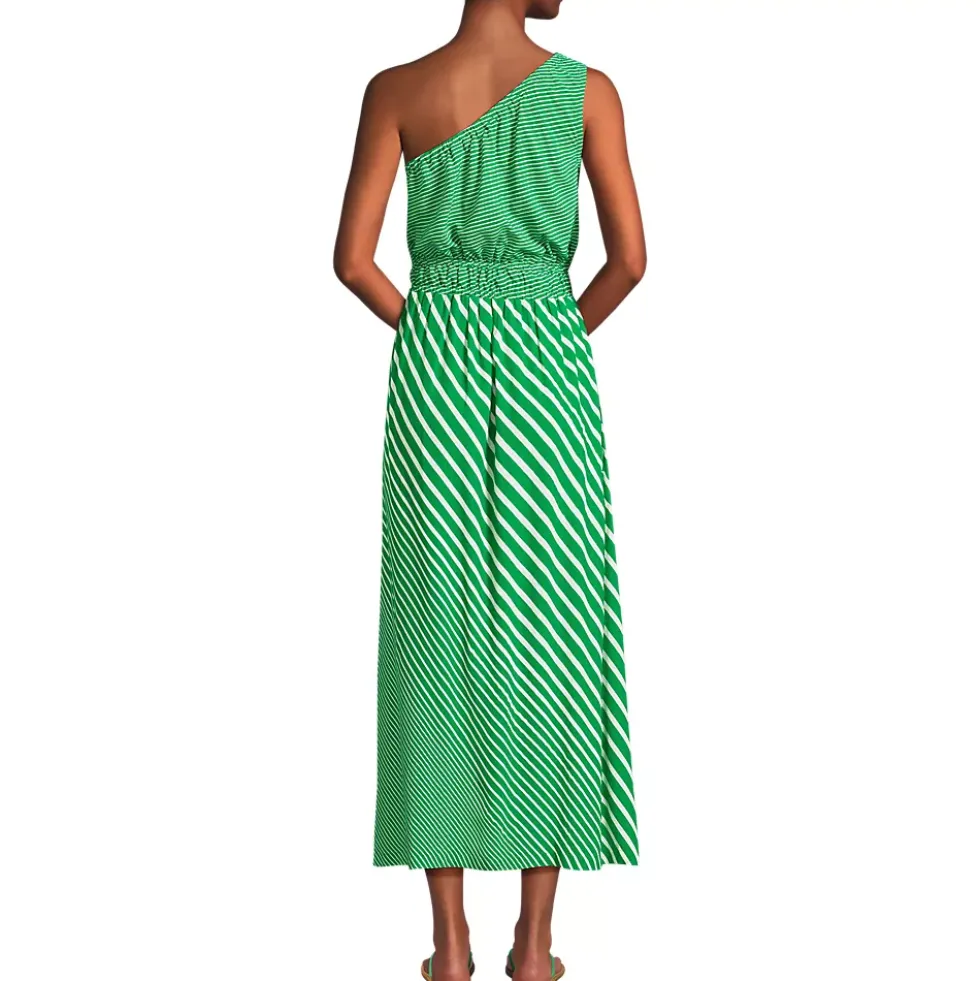 Women's One Shoulder Crepe Midi Dress