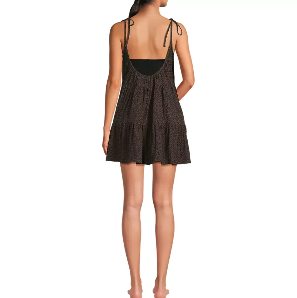 Women's Oversized Cotton Gauze Tiered Mini Cover-up Dress