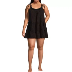 Women's Oversized Cotton Gauze Tiered Mini Cover-up Dress