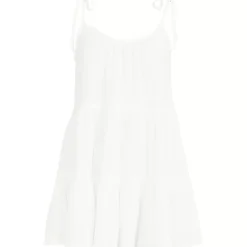 Women's Oversized Cotton Gauze Tiered Mini Cover-up Dress