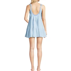 Women's Oversized Cotton Gauze Metallic Tiered Mini Cover-up Dress