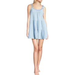 Women's Oversized Cotton Gauze Metallic Tiered Mini Cover-up Dress