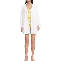 Women's Oversized Gauze Button Front Cover-Up Shirt