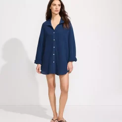 Women's Oversized Gauze Button Front Cover-Up Shirt