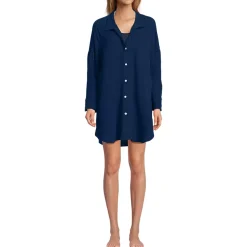 Women's Oversized Gauze Button Front Cover-Up Shirt