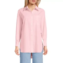 Women's Oversized No Iron Tunic with Statement Collar Shirt