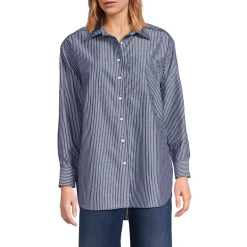 Women's Oversized No Iron Tunic with Statement Collar Shirt