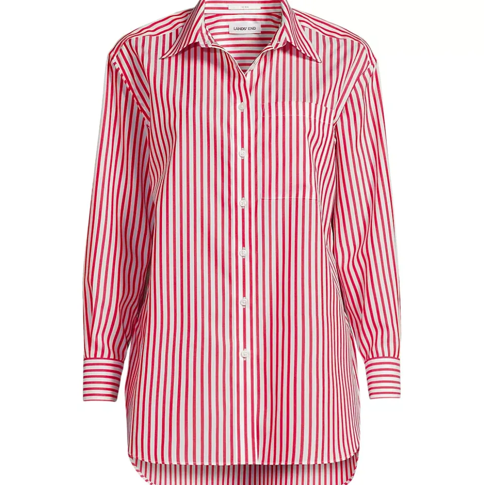 Women's Oversized No Iron Tunic with Statement Collar Shirt