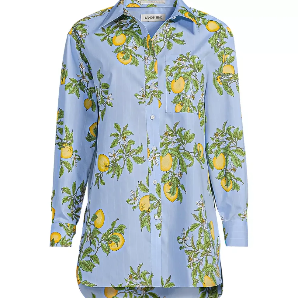 Women's Oversized No Iron Tunic with Statement Collar Shirt