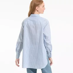 Women's Oversized No Iron Tunic with Statement Collar Shirt
