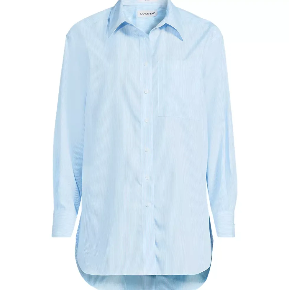 Women's Oversized No Iron Tunic with Statement Collar Shirt