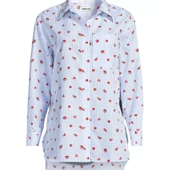 Women's Oversized No Iron Tunic with Statement Collar Shirt