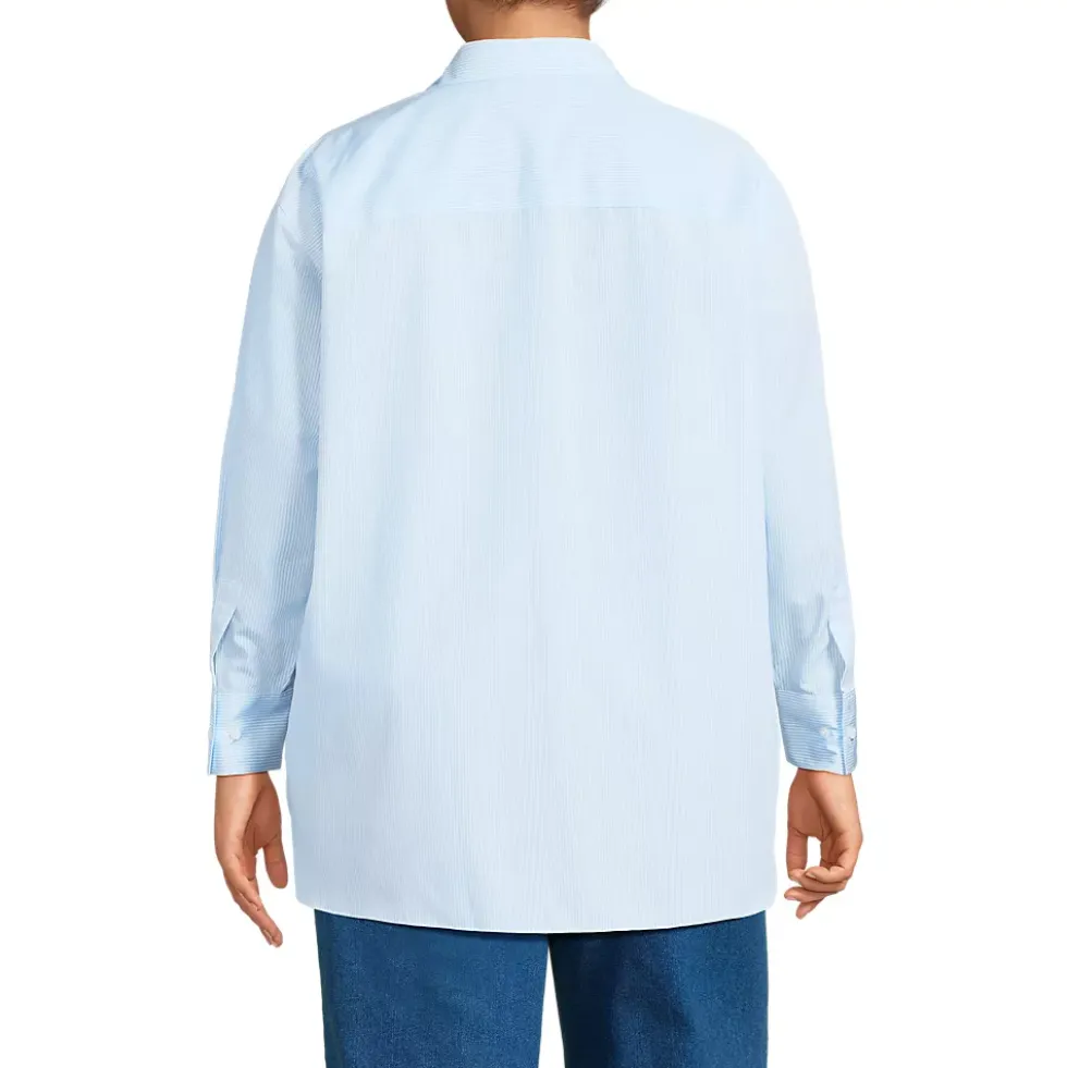 Women's Oversized No Iron Tunic with Statement Collar Shirt
