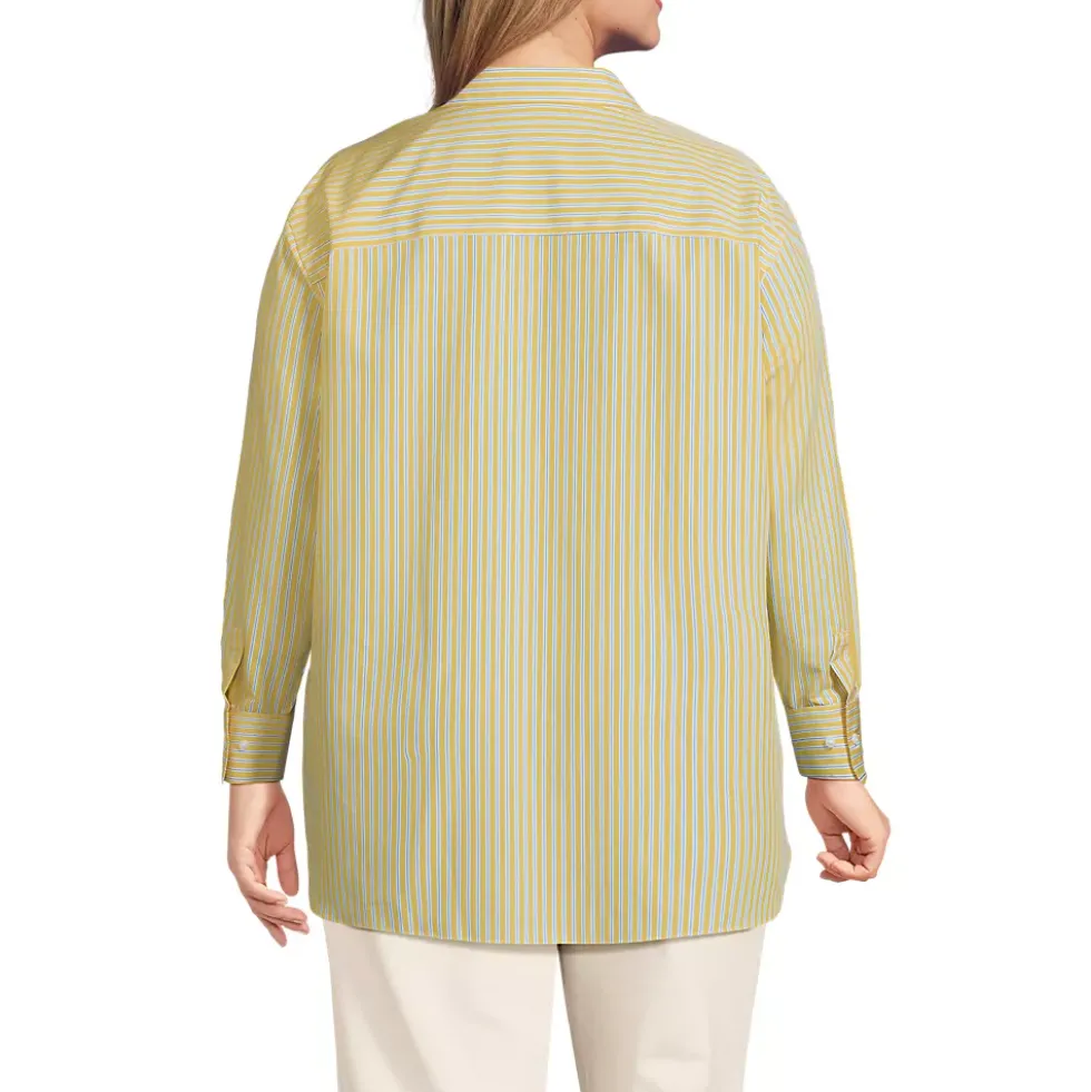 Women's Oversized No Iron Tunic with Statement Collar Shirt