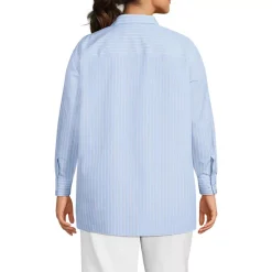 Women's Oversized No Iron Tunic with Statement Collar Shirt