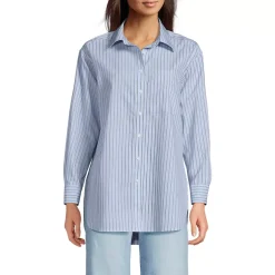 Women's Oversized No Iron Tunic with Statement Collar Shirt