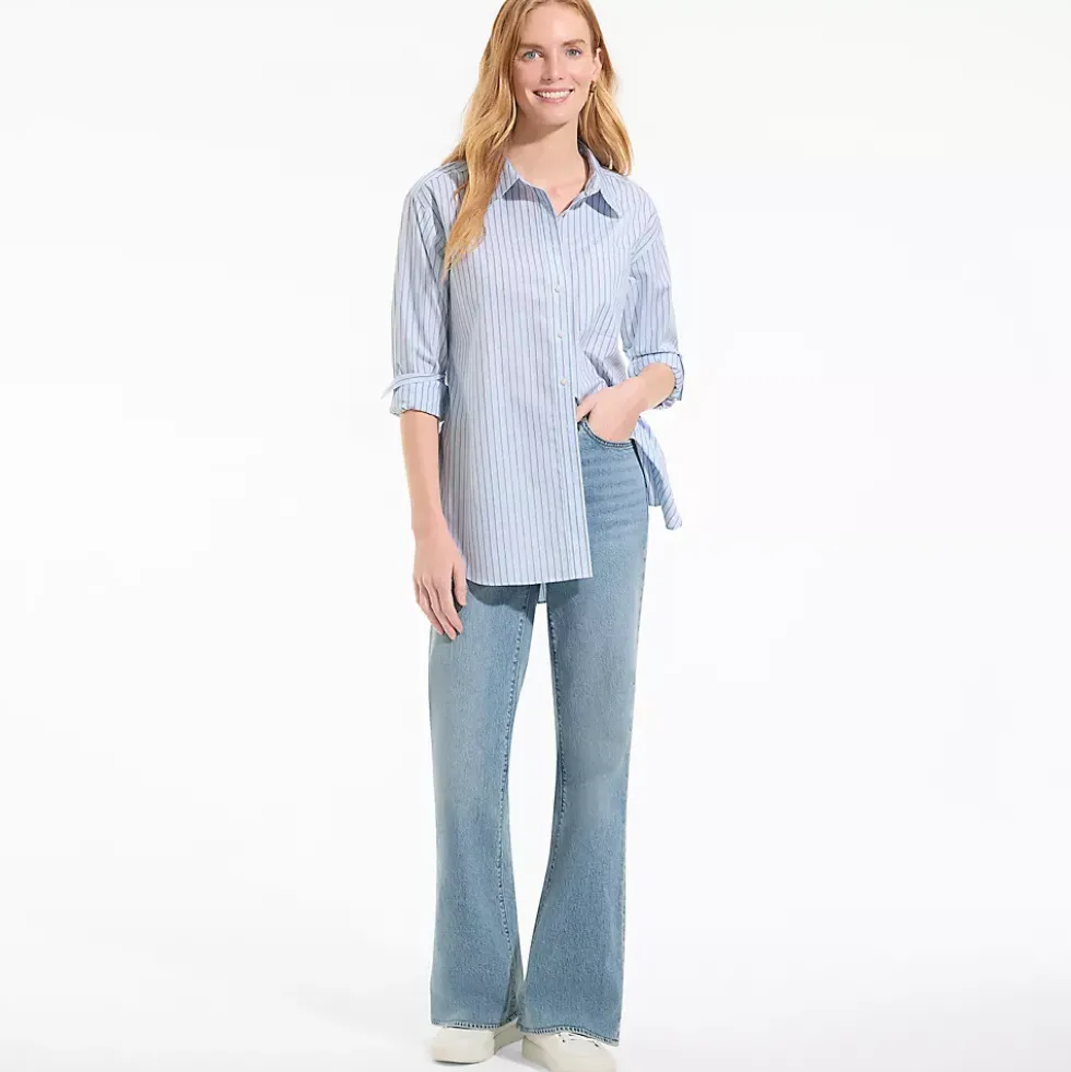 Women's Oversized No Iron Tunic with Statement Collar Shirt