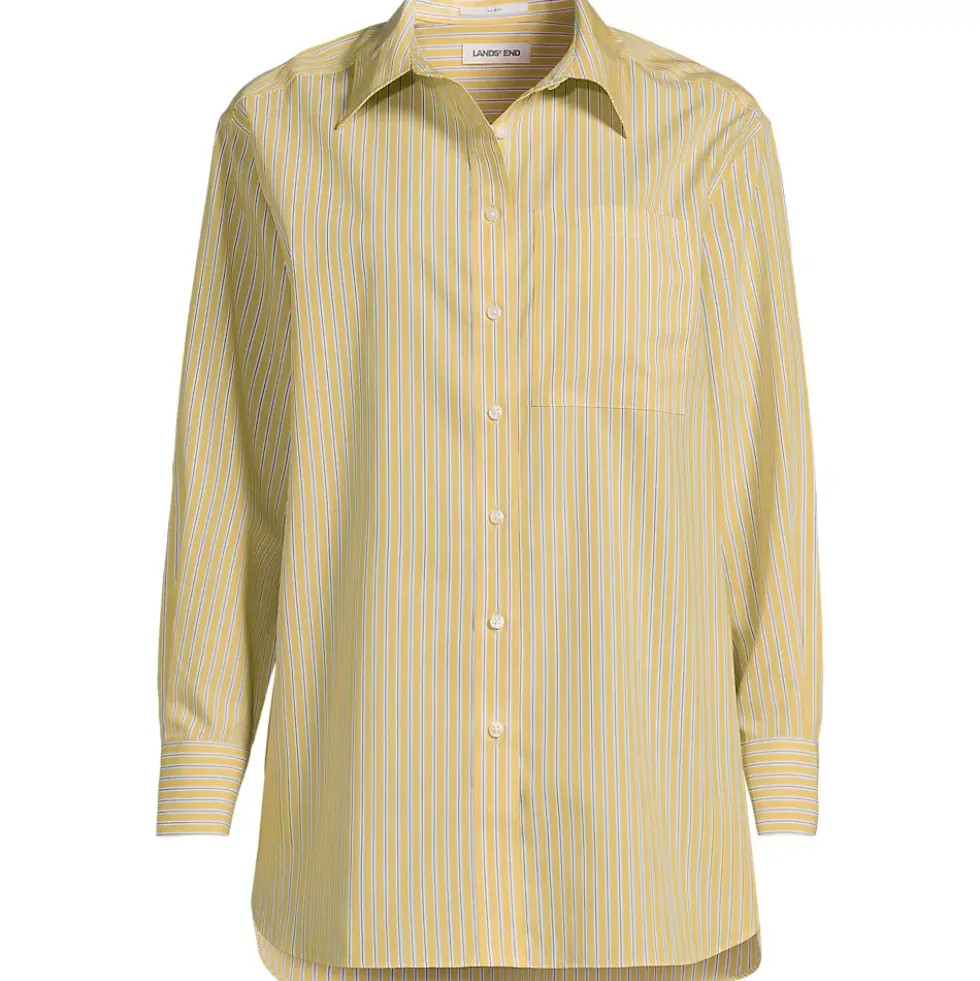 Women's Oversized No Iron Tunic with Statement Collar Shirt