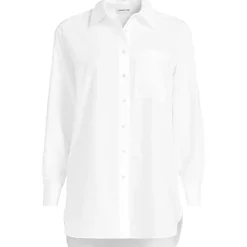 Women's Oversized No Iron Tunic with Statement Collar Shirt