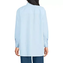 Women's Oversized No Iron Tunic with Statement Collar Shirt