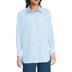 Women's Oversized No Iron Tunic with Statement Collar Shirt