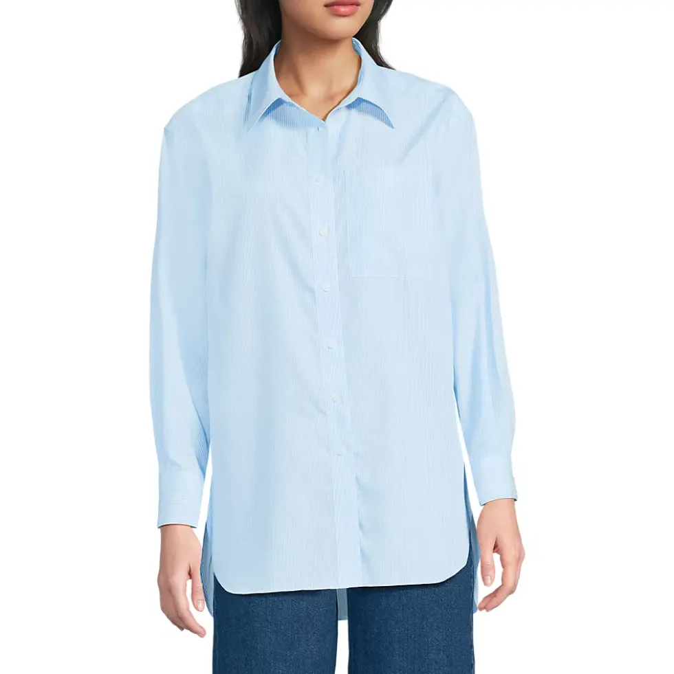 Women's Oversized No Iron Tunic with Statement Collar Shirt