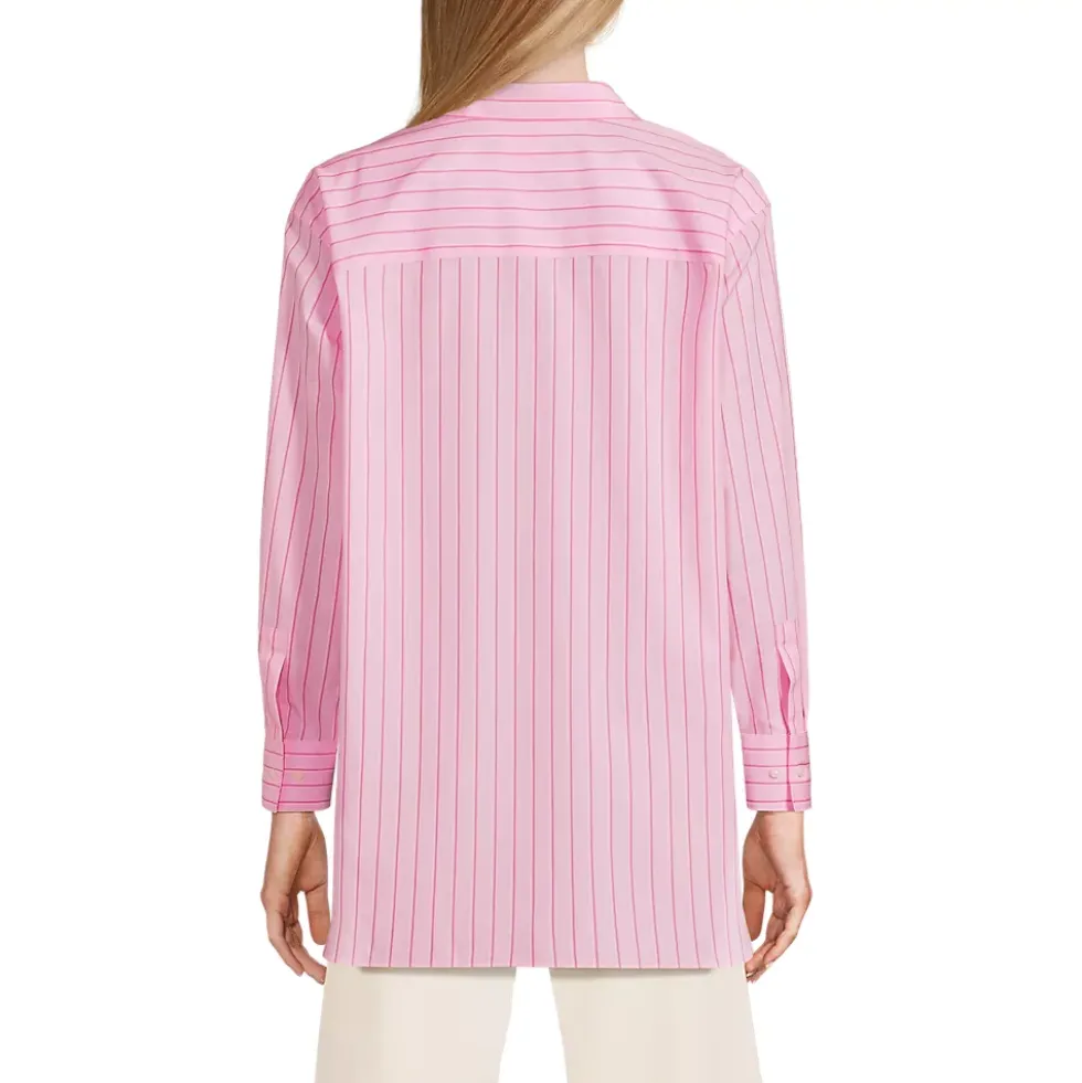 Women's Oversized No Iron Tunic with Statement Collar Shirt