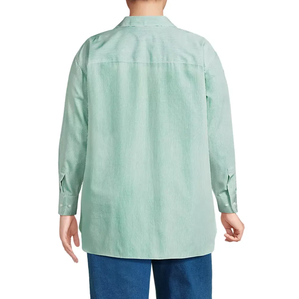 Women's Oversized No Iron Tunic with Statement Collar Shirt