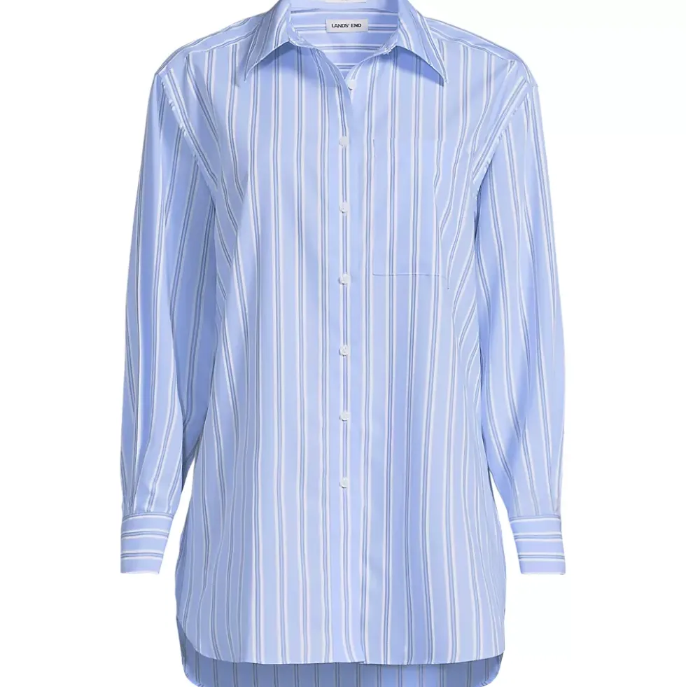 Women's Oversized No Iron Tunic with Statement Collar Shirt