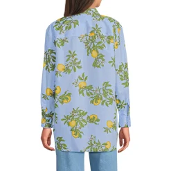 Women's Oversized No Iron Tunic with Statement Collar Shirt