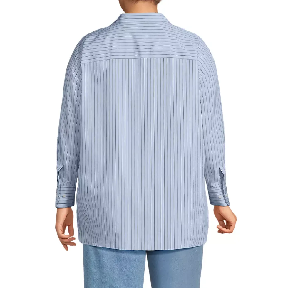 Women's Oversized No Iron Tunic with Statement Collar Shirt