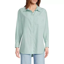 Women's Oversized No Iron Tunic with Statement Collar Shirt