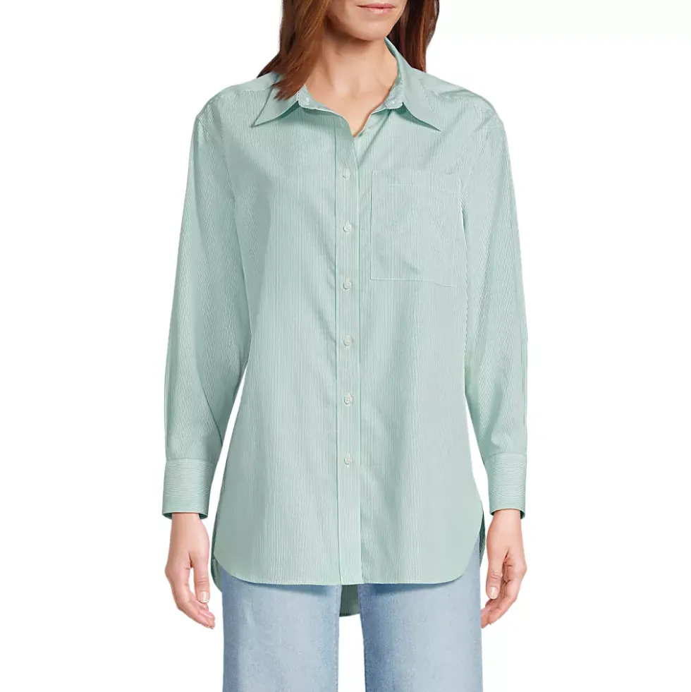 Women's Oversized No Iron Tunic with Statement Collar Shirt